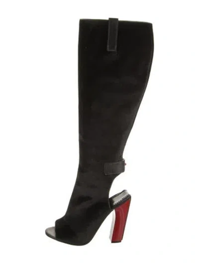 Pre-owned Tom Ford Velvet Cutout Accent Gladiator Sandals In Black
