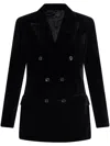Tom Ford Velvet Double-breasted Blazer In Blue