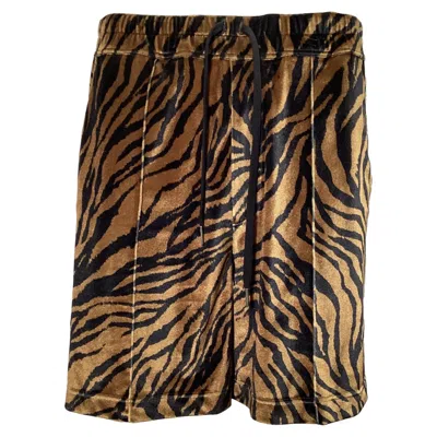 Tom Ford Velvet Drawstring Shorts In Animal Print Polyester In Multi