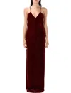 Tom Ford Velvet Gown With Deep V-neckline And Open Back In Blue