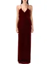 Tom Ford Velvet Gown With Deep V-neckline And Open Back In Brown