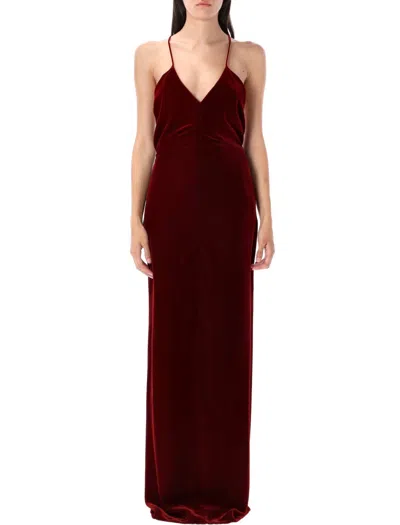 Tom Ford Velvet Evening Dress In Brown