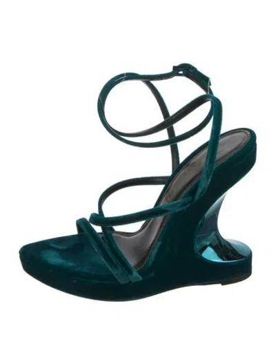 Pre-owned Tom Ford Velvet Gladiator Sandals In Blue