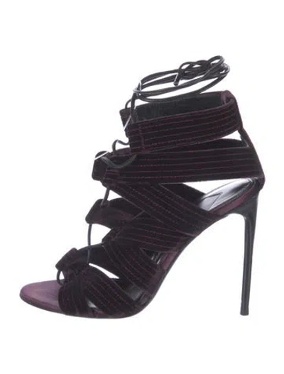 Pre-owned Tom Ford Velvet Gladiator Sandals In Purple