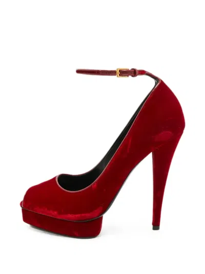 Pre-owned Tom Ford Velvet Heeled Pumps In Red