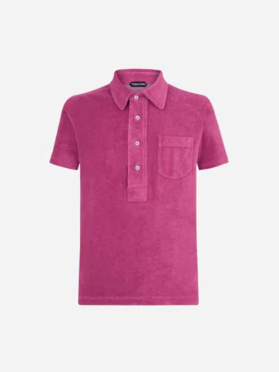 Tom Ford Velvet Knitted Polo In Pink