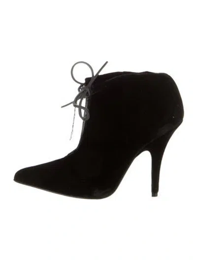 Pre-owned Tom Ford Velvet Lace-up Boots In Black