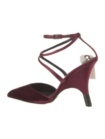 Pre-owned Tom Ford Velvet Leather Trim Embellishment D'orsay Pumps In Burgundy