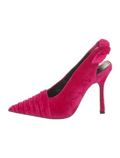 Pre-owned Tom Ford Velvet Leather Trim Embellishment Slingback Pumps In Pink