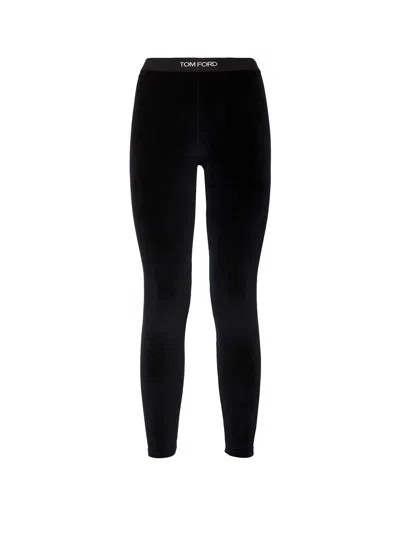 Tom Ford Velvet Leggings In Blue