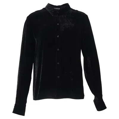 Tom Ford Velvet Long-sleeve Shirt In Black Viscose