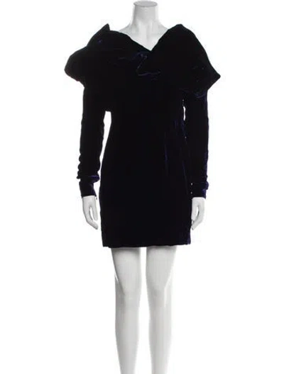 Pre-owned Tom Ford Velvet Mini Dress In Blue