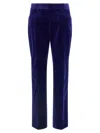 Tom Ford Luxe Velvet Trousers With Pockets And Loops In Blue