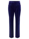 Tom Ford Luxe Velvet Trousers With Pockets And Loops In Blue