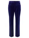 Tom Ford Luxe Velvet Trousers With Pockets And Loops In Blue