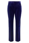 Tom Ford Luxe Velvet Trousers With Pockets And Loops In Blue
