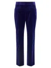 Tom Ford Luxe Velvet Trousers With Pockets And Loops In Blue