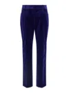 Tom Ford Luxe Velvet Trousers With Pockets And Loops In Blue