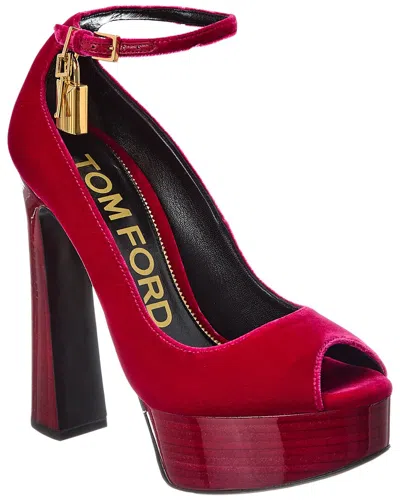 Tom Ford Velvet Platform Sandal In Red
