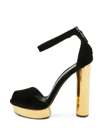 Pre-owned Tom Ford Velvet Platform Sandals In Black