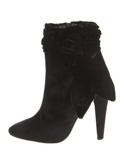 Pre-owned Tom Ford Velvet Pleated Accents Boots In Black