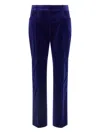 Tom Ford Luxe Velvet Trousers With Pockets And Loops In Blue