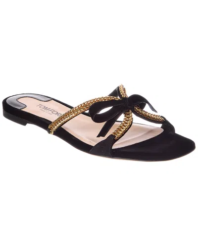 Tom Ford Velvet Sandal In Black