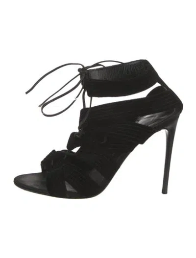 Pre-owned Tom Ford Velvet Sandals In Black