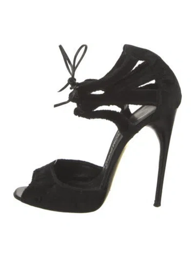 Pre-owned Tom Ford Velvet Sandals In Black