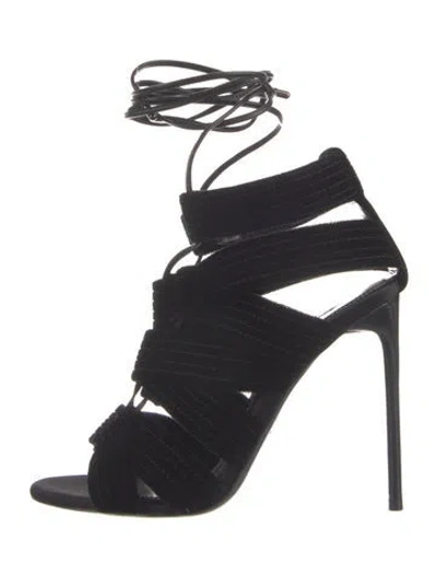 Pre-owned Tom Ford Velvet Sandals In Blue