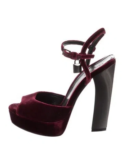 Pre-owned Tom Ford Velvet Sandals In Burgundy