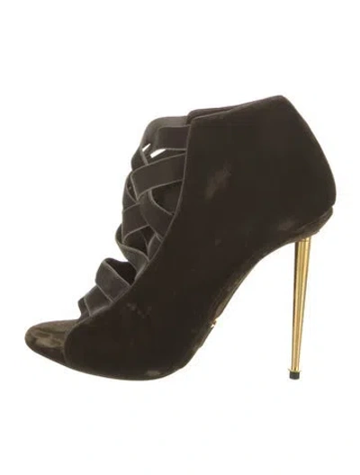 Pre-owned Tom Ford Velvet Sandals In Green