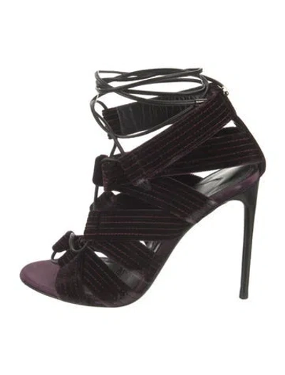 Pre-owned Tom Ford Velvet Sandals In Purple