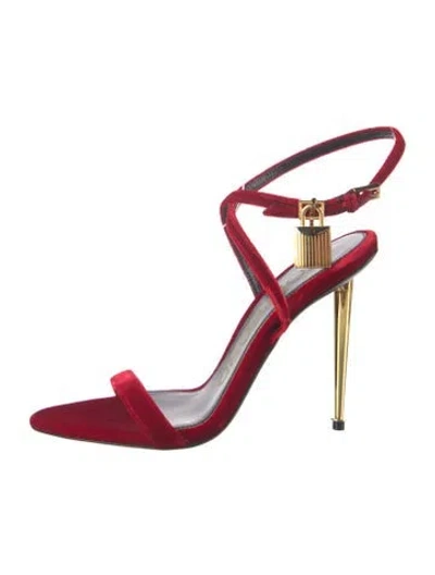 Pre-owned Tom Ford Velvet Sandals In Red