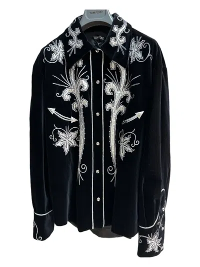 Tom Ford Velvet Shirt In Black