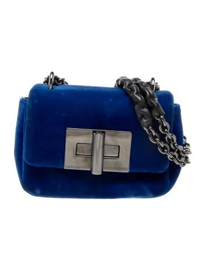 Pre-owned Tom Ford Velvet Shoulder Bag In Blue