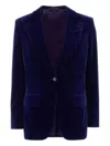 Tom Ford Fluid Velvet Shelton Cocktail Blazer In Blue