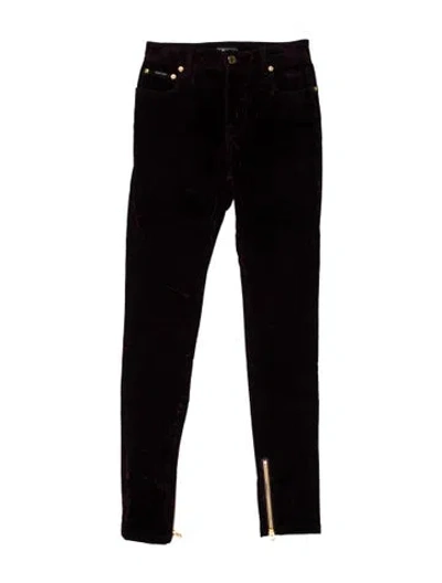 Pre-owned Tom Ford Velvet Skinny Leg Pants In Purple
