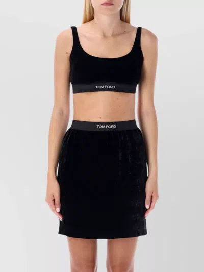 Tom Ford Velvet Sleeveless Crop Top In Black