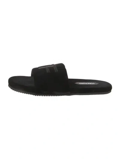 Pre-owned Tom Ford Velvet Slides In Black