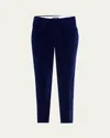 Tom Ford Velvet Slim-leg Ankle Cigarette Trousers In Blue
