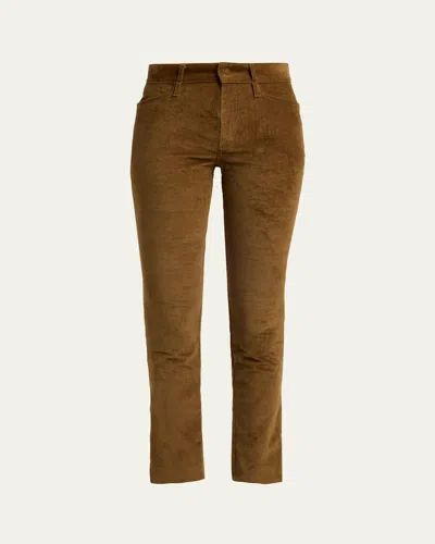 Tom Ford Velvet Slim-leg Ankle Trousers In Brown