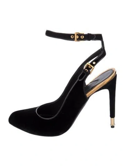 Pre-owned Tom Ford Velvet Slingback Pumps In Black