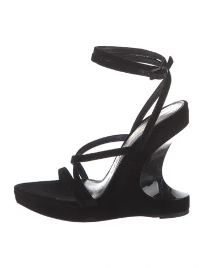 Pre-owned Tom Ford Velvet Slingback Sandals In Black