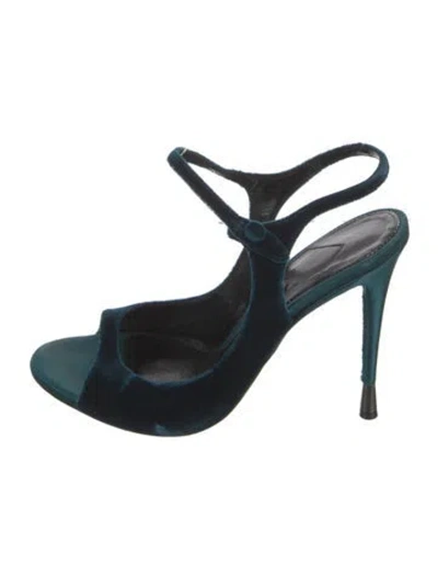 Pre-owned Tom Ford Velvet Slingback Sandals In Blue