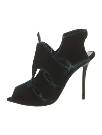 Pre-owned Tom Ford Velvet Slingback Sandals In Green