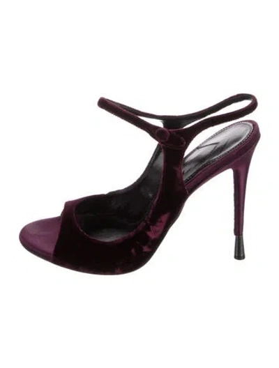 Pre-owned Tom Ford Velvet Slingback Sandals In Purple