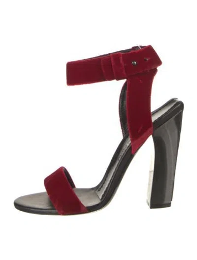 Pre-owned Tom Ford Velvet Slingback Sandals In Red
