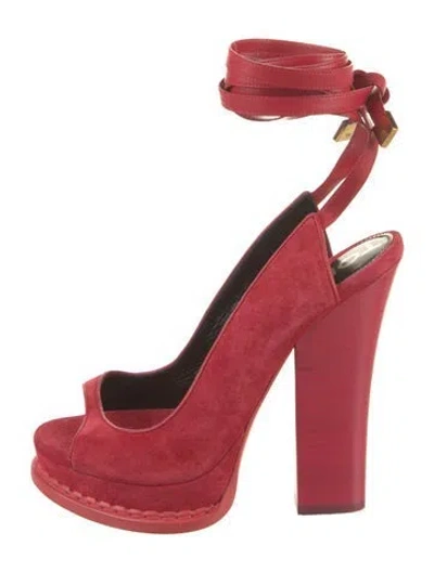 Pre-owned Tom Ford Velvet Slingback Sandals In Red