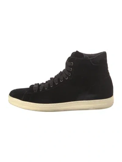 Pre-owned Tom Ford Velvet Sneakers In Black